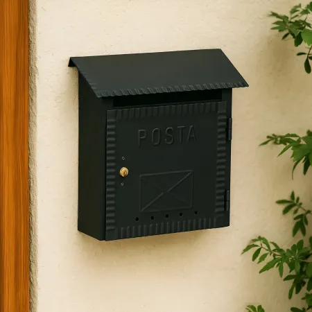 Cassetta Postale Ferro Battuto 23x8x27 cm Nero da Parete per Esterni