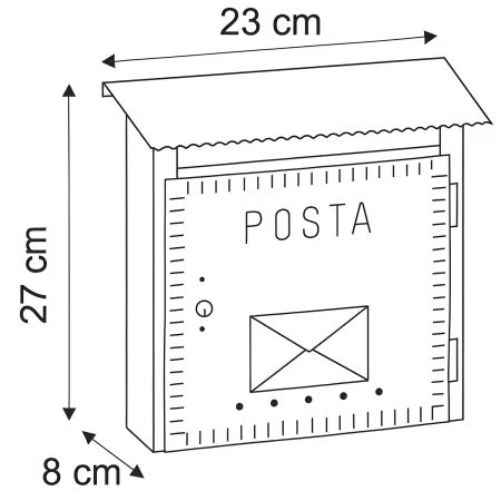 Cassetta Postale Ferro Battuto 23x8x27 cm Nero da Parete per Esterni