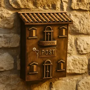 Cassetta Postale da Esterno in Ferro Ramata a Casetta Tetto Antipioggia 2