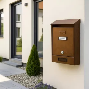 Cassetta Lettere da Esterno in Acciaio Ruggine con Tetto Parapioggia 2