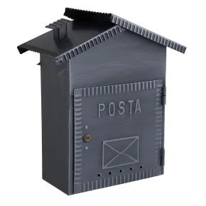 Cassetta Postale in Ferro Battuto Nero per Esterni con Retro Apertura