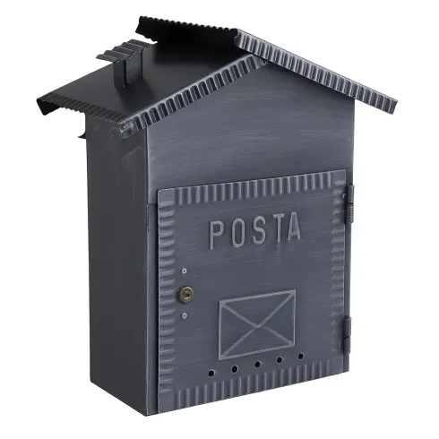 Cassetta Postale in Ferro Battuto Nero per Esterni con Retro Apertura