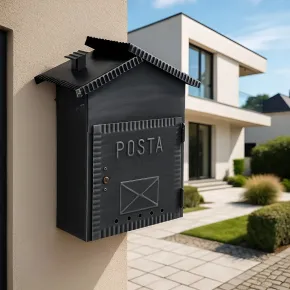 Cassetta Postale in Ferro Battuto Nero per Esterni con Retro Apertura 2
