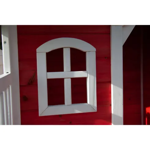 Casetta Legno per Bambini 113x97 cm Rosso con Pavimento da Giardino