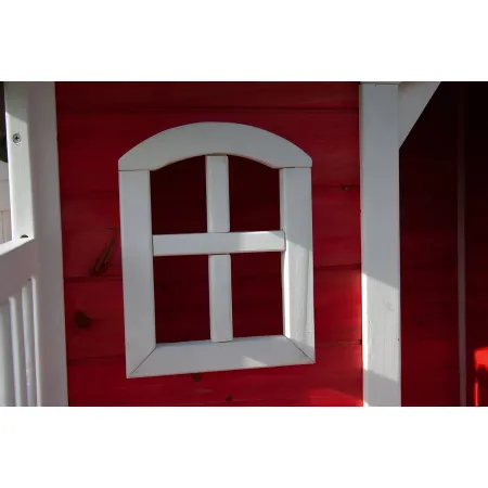 Casetta Legno per Bambini 113x97 cm Rosso con Pavimento da Giardino