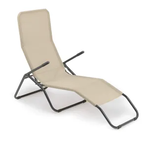 Sdraio Beige Lettino Mare Basculante Pieghevole in Acciaio da Spiaggia