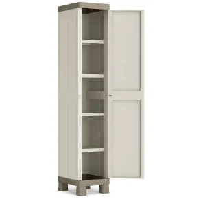Armadietto in Resina 1 Anta 33x45x182 cm Tortora con Ripiano da Esterno 2