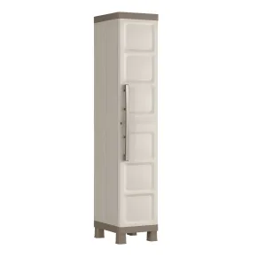 Armadietto in Resina 1 Anta 33x45x182 cm Tortora con Ripiano da Esterno