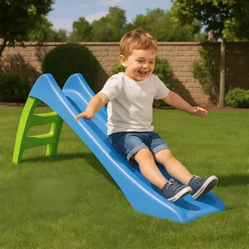 Scivolo Bambini Plastica 116 cm con Attacco Acqua e Scaletta 3 Gradini