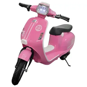 Scooter Elettrico per Bambini Rosa 24V Sedile Pelle e Ruote Pneumatiche