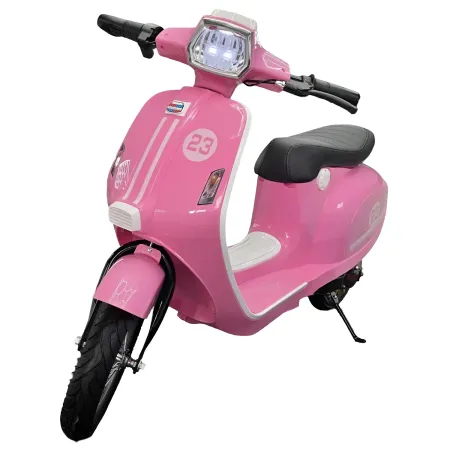 Scooter Elettrico per Bambini Rosa 24V Sedile Pelle e Ruote Pneumatiche