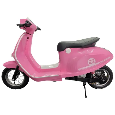 Scooter Elettrico per Bambini Rosa 24V Sedile Pelle e Ruote Pneumatiche