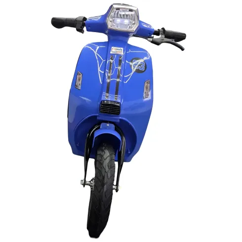 Scooter Elettrico Blu per Bambini 24V Sedile Pelle Ruote Pneumatiche