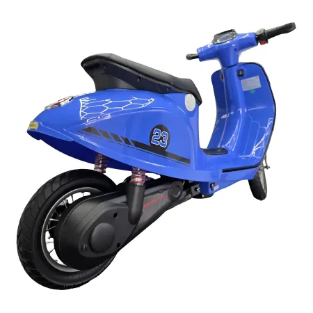 Scooter Elettrico Blu per Bambini 24V Sedile Pelle Ruote Pneumatiche