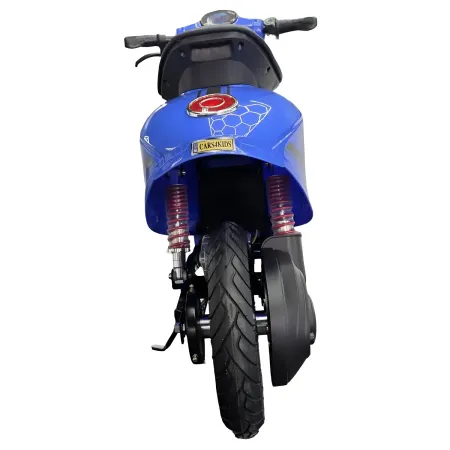 Scooter Elettrico Blu per Bambini 24V Sedile Pelle Ruote Pneumatiche