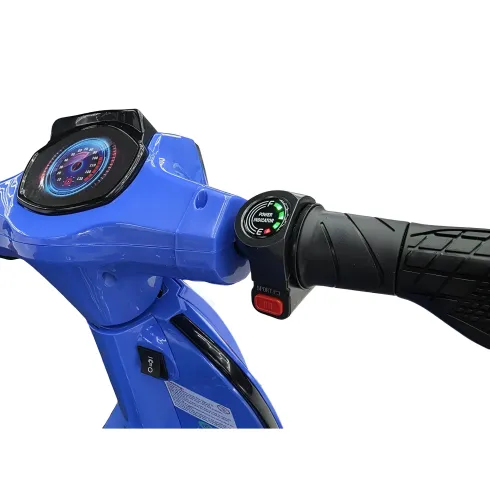 Scooter Elettrico Blu per Bambini 24V Sedile Pelle Ruote Pneumatiche