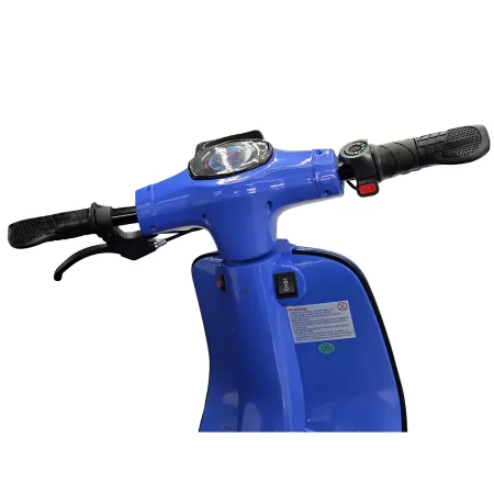 Scooter Elettrico Blu per Bambini 24V Sedile Pelle Ruote Pneumatiche