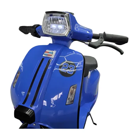 Scooter Elettrico Blu per Bambini 24V Sedile Pelle Ruote Pneumatiche