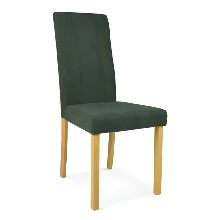 Set 2 Sedie in Tessuto Verde 45x46,5x100 cm Gambe Rovere Sala da Pranzo