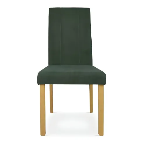 Set 2 Sedie in Tessuto Verde 45x46,5x100 cm Gambe Rovere Sala da Pranzo