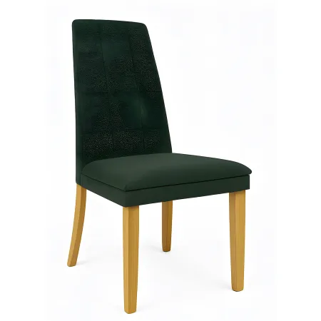 Set 2 Sedie Seduta in Tessuto Verde Gambe Legno Rovere 46x47x100,5 cm