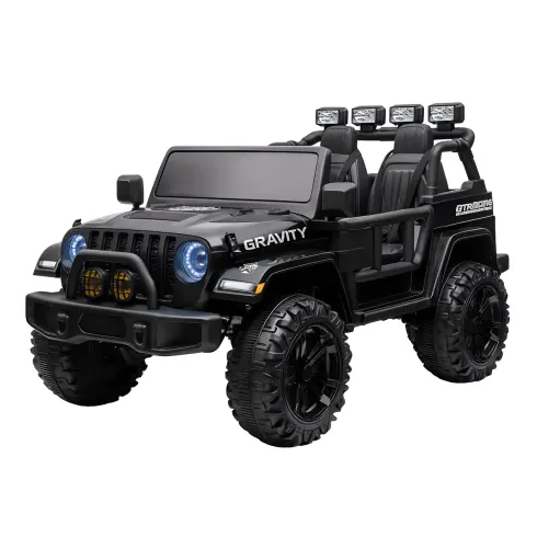 Jeep Elettrica Bambini 12V Gravity Nero Metallizzato 2 Posti Telecomando