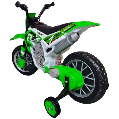 Scooter Motorino Elettrico per Bambini a Batteria 12 Volt Verde Moto da Cross | BricoShop24