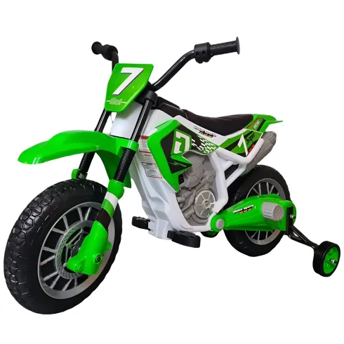 Scooter Motorino Elettrico per Bambini a Batteria 12 Volt Verde Moto da Cross | BricoShop24