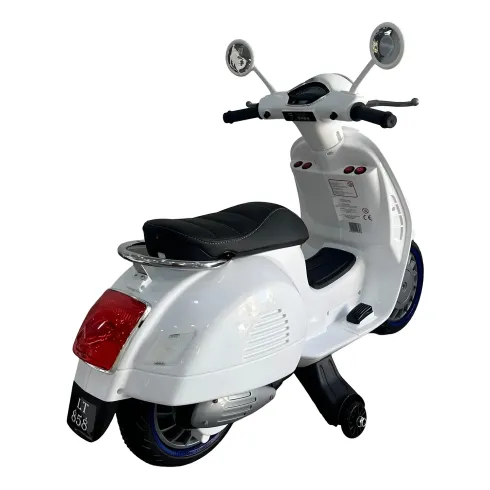 Scooter Elettrico per Bambini Happy Bianco Doppia Velocità e MP3