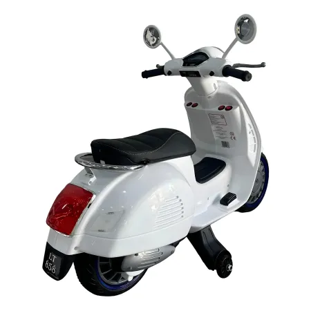 Scooter Elettrico per Bambini Happy Bianco Doppia Velocità e MP3