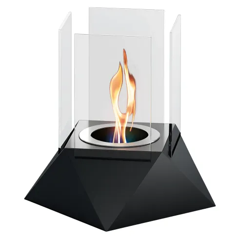Biocamino da Tavolo Nero Fiamma a Spirale Coperchio Spegnifiamma