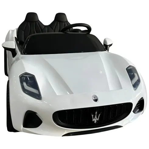 Auto Elettrica Bambini Maserati Folgore 2 Posti 12V Bianco Doppio Motore