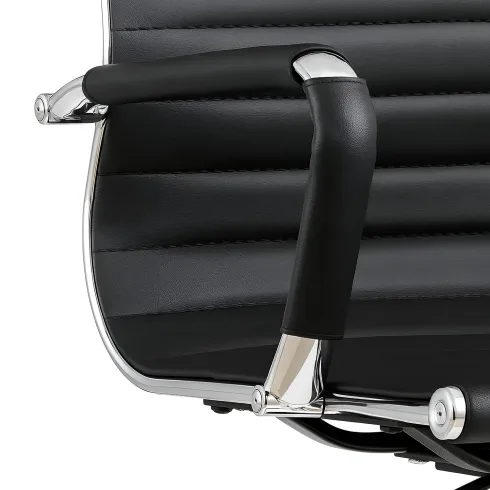 Sedia da Ufficio in PVC Nero Regolabile Oscillante Moderna Schienale Alto