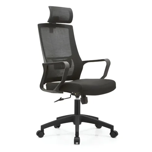 Set 2 Sedie da Ufficio Nero Schienale Traspirante Poggiatesta Regolabile
