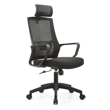 Set 2 Sedie da Ufficio Nero Schienale Traspirante Poggiatesta Regolabile