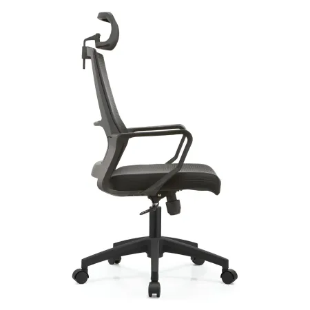 Set 2 Sedie da Ufficio Nero Schienale Traspirante Poggiatesta Regolabile