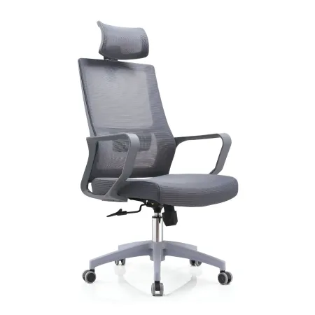 Set 2 Sedie da Ufficio Grigio Schienale Traspirante Poggiatesta Regolabile