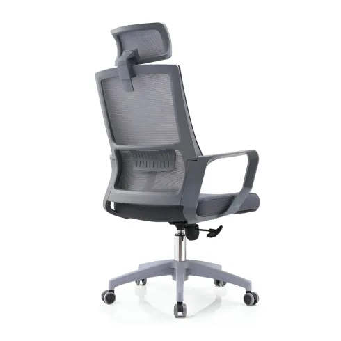 Set 2 Sedie da Ufficio Grigio Schienale Traspirante Poggiatesta Regolabile