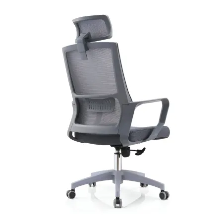 Set 2 Sedie da Ufficio Grigio Schienale Traspirante Poggiatesta Regolabile