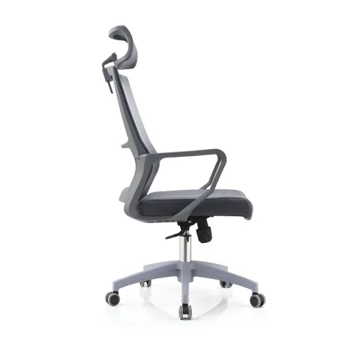 Set 2 Sedie da Ufficio Grigio Schienale Traspirante Poggiatesta Regolabile
