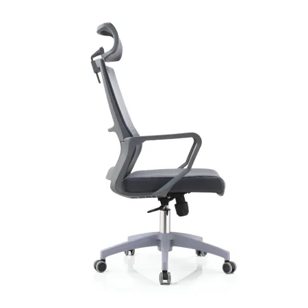 Set 2 Sedie da Ufficio Grigio Schienale Traspirante Poggiatesta Regolabile
