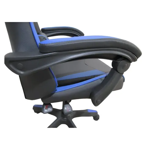 Sedia da Gaming in PVC con Imbottitura Nero e Blu Reclinabile Girevole