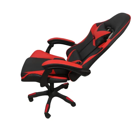 Sedia da Gaming in PVC con Imbottitura Nero e Rosso Reclinabile Girevole