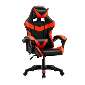 Sedia da Gaming in PVC con Imbottitura Nero e Rosso Reclinabile Girevole