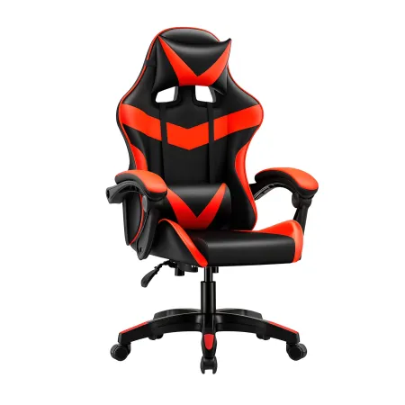 Sedia da Gaming in PVC con Imbottitura Nero e Rosso Reclinabile Girevole