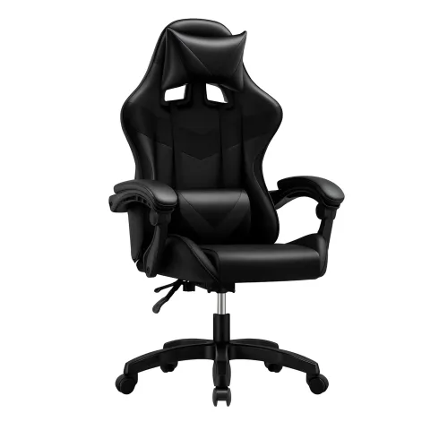 Sedia da Gaming in PVC con Imbottitura Nero Reclinabile Girevole