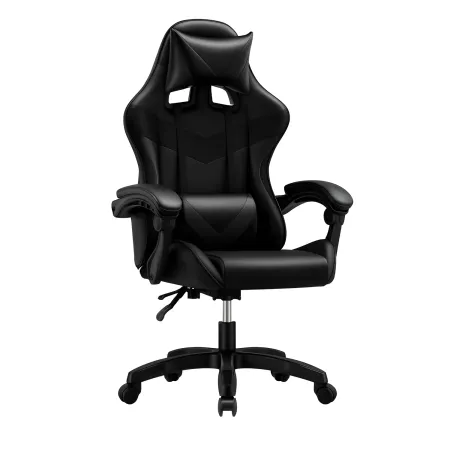 Sedia da Gaming in PVC con Imbottitura Nero Reclinabile Girevole