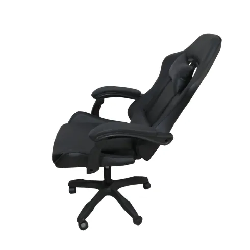 Sedia da Gaming in PVC con Imbottitura Nero Reclinabile Girevole