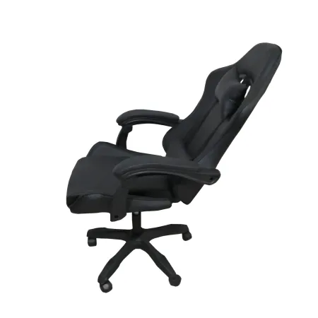 Sedia da Gaming in PVC con Imbottitura Nero Reclinabile Girevole