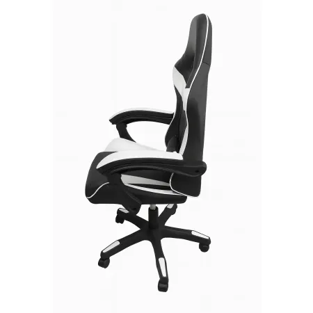 Sedia da Gaming in PVC con Imbottitura Nero e Bianco Reclinabile Girevole